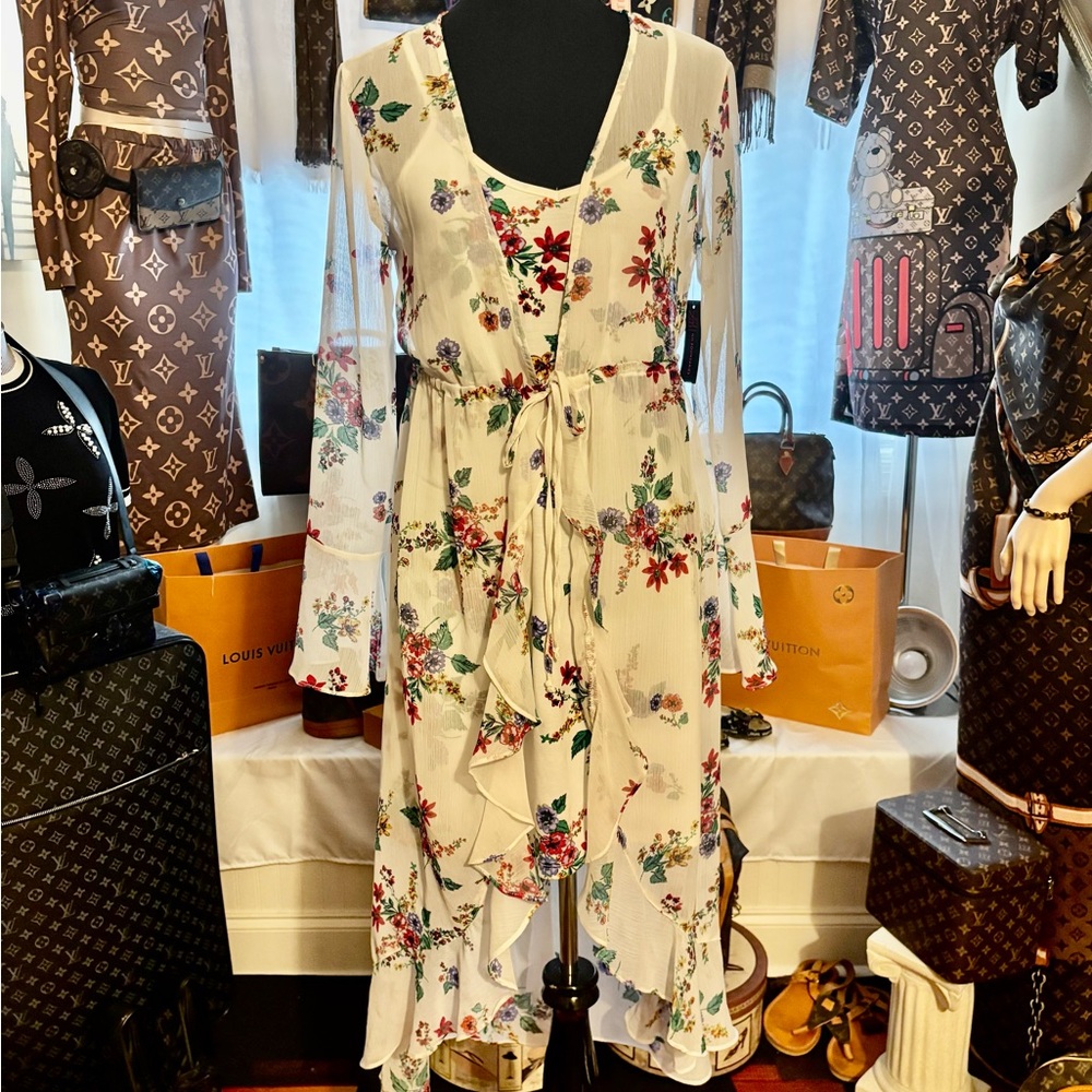 No Boundaries Pink and Green Sundress Sleeveless Scoop Neck